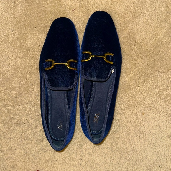 Zara blue velvet loafers, US 9 - Picture 1 of 3